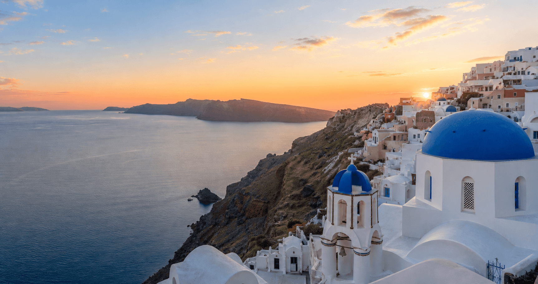 Santorini caldera view at sunset